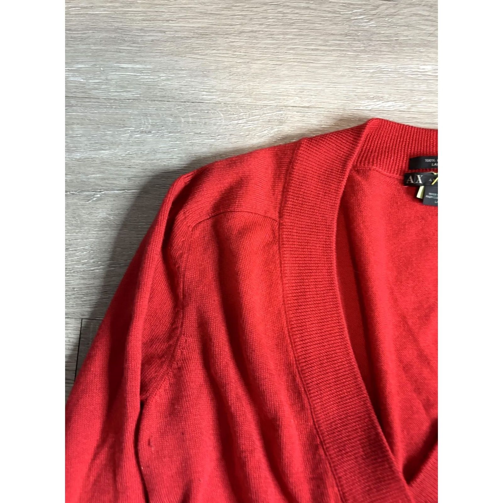Armani Exchange Armani Exchange Sweater Dress Womens Large Red Merino Wool V-Neck Long Sleeve Shift Size L / US 10 / IT 46 - 2 Thumbnail