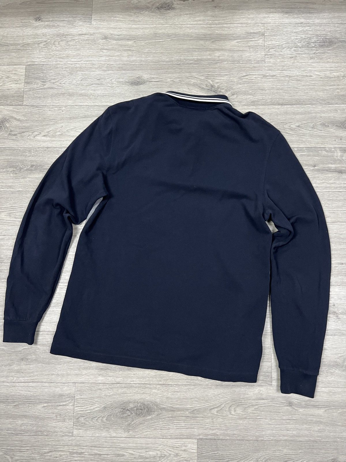 Fred Perry Fred Perry Men's Colour Block Long Sleeve Polo Grey & Navy Size US L / EU 52-54 / 3 - 5 Thumbnail
