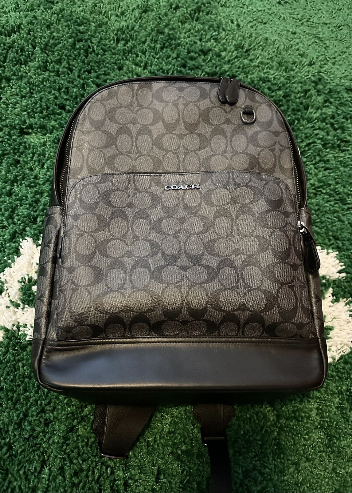 image of Coach Graham Monogram Coated Canvas Backpack in Black, Men's