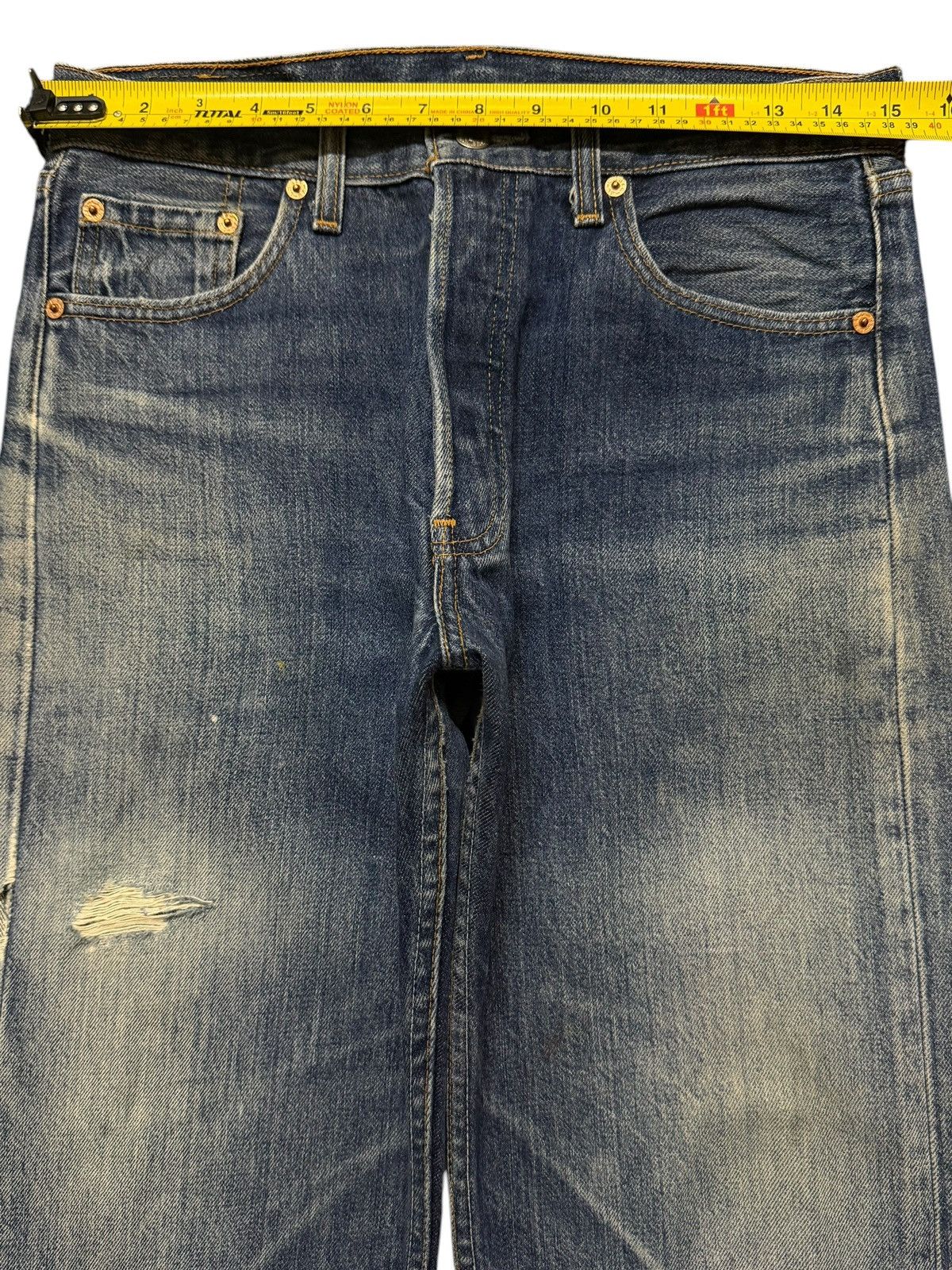 Levi's Vintage 90s Levis 501 Blue Faded Wash Distress Straight Leg Size US 30 / EU 46 - 8 Thumbnail