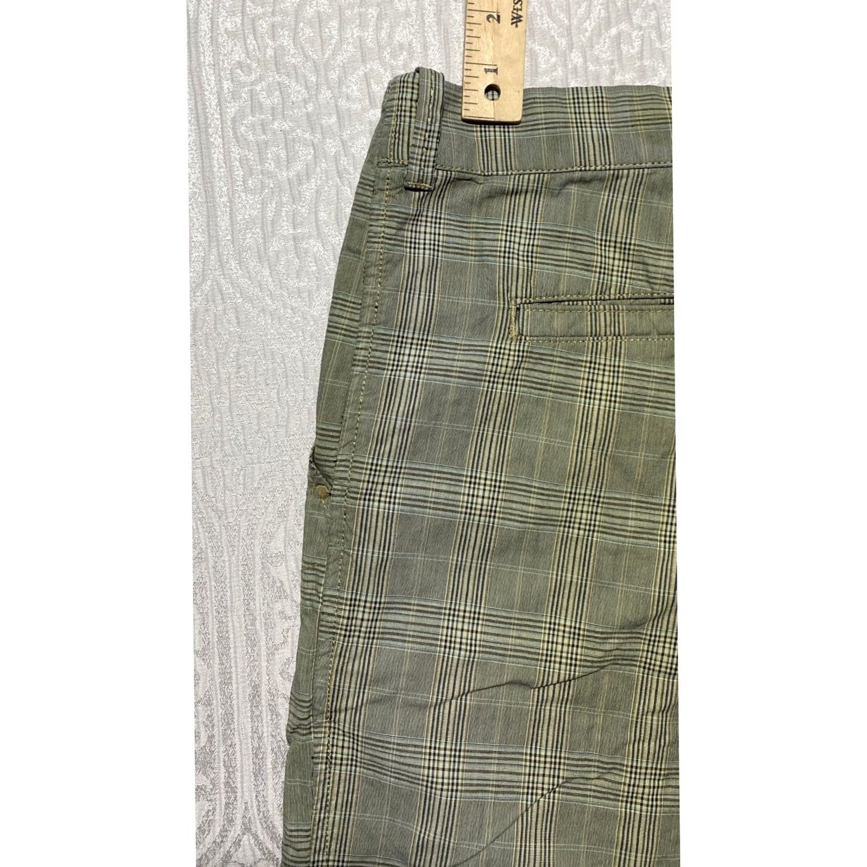 Tommy Bahama Indigo Palms Mens Chino Shorts Plaid Cotton Flat Front Green 40 Size US 40 / EU 56 - 3 Thumbnail