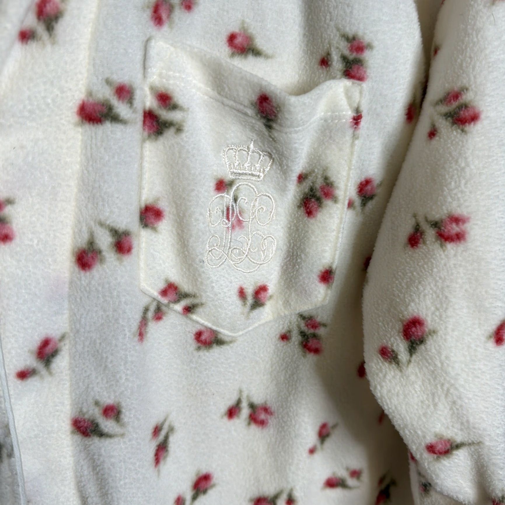 Ralph Lauren Lauren Ralph Lauren Fleece Pajama Set Women's M Ivory Floral Sleepwear Logo Size ONE SIZE - 3 Thumbnail