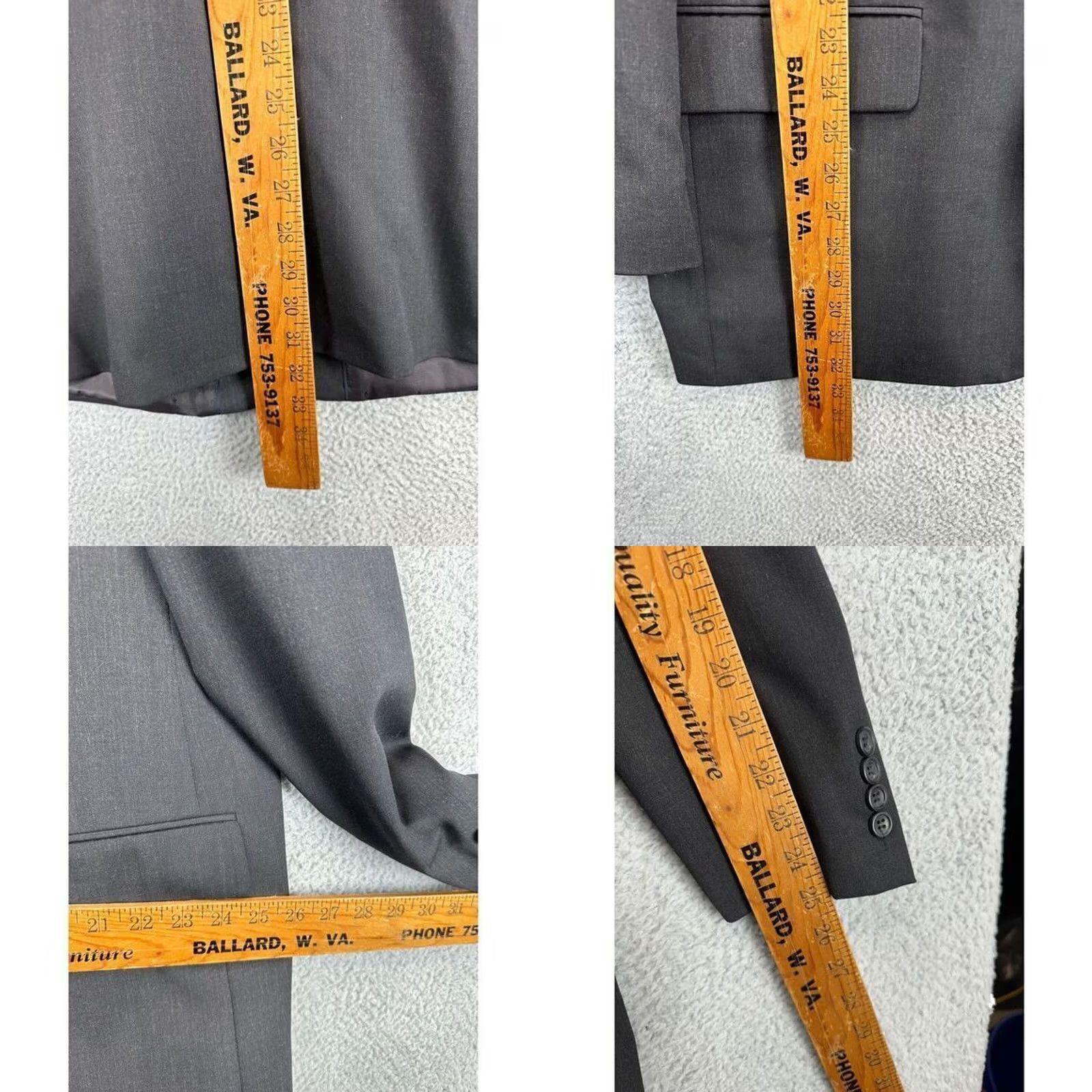 Joseph Joseph Feiss 100% Wool Blazer Adult 48R Black Sport Coat Tuxedo Mens - Chest 51" & 31 Size 48R - 8 Thumbnail
