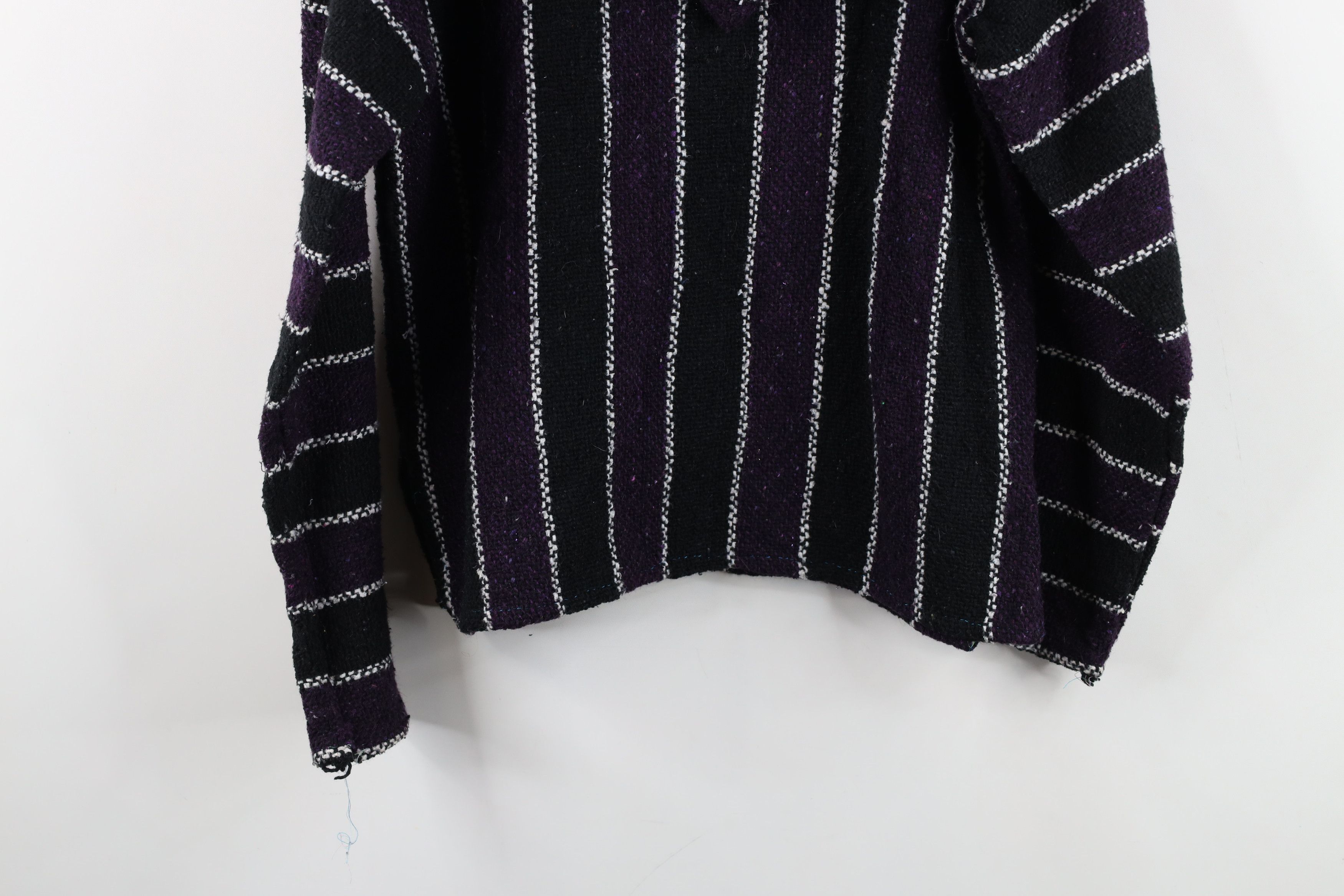 Vintage Vintage 90s Streetwear Striped Knit Drug Rug Hoodie Size M / US 6-8 / IT 42-44 - 13 Thumbnail