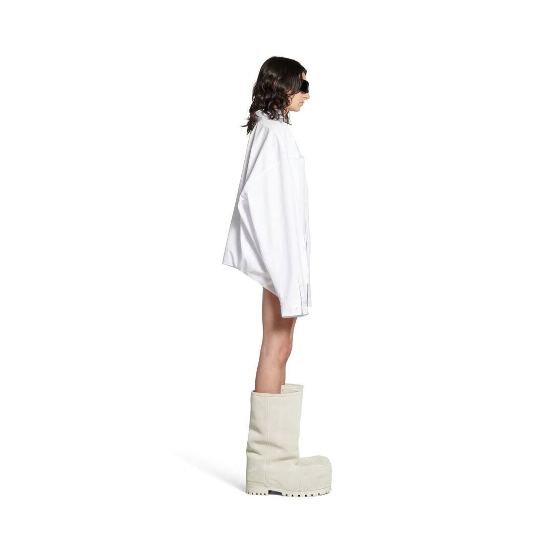 Balenciaga o1bcso1str0426 Asymmetric Shirt Large Fit in White Size S / US 4 / IT 40 - 3 Thumbnail