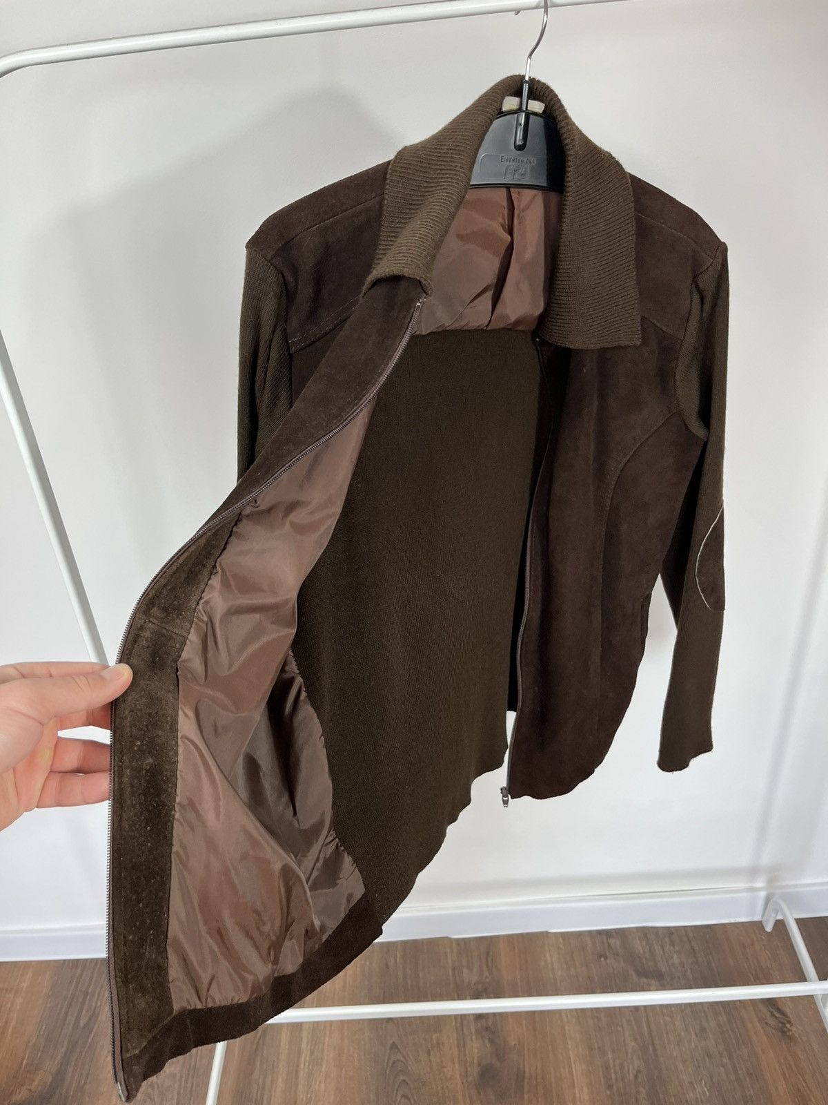 Leather Vintage Suede Leather Jacket Brown Knit Sleeves Zip Women’s Size M / US 6-8 / IT 42-44 - 9 Thumbnail