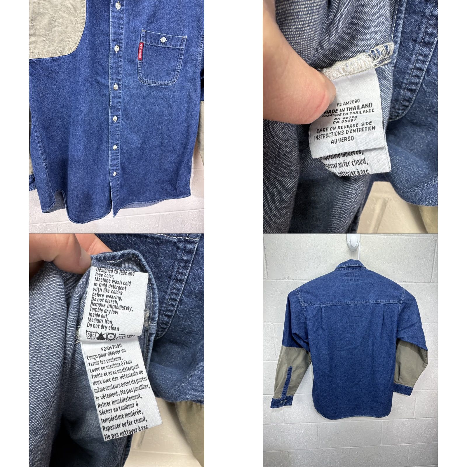 Denime Columbia Men's Button-Up Shirt M Blue Denim Outdoor Hunting Long Sleeve Patches 90s Size US M / EU 48-50 / 2 - 8 Thumbnail
