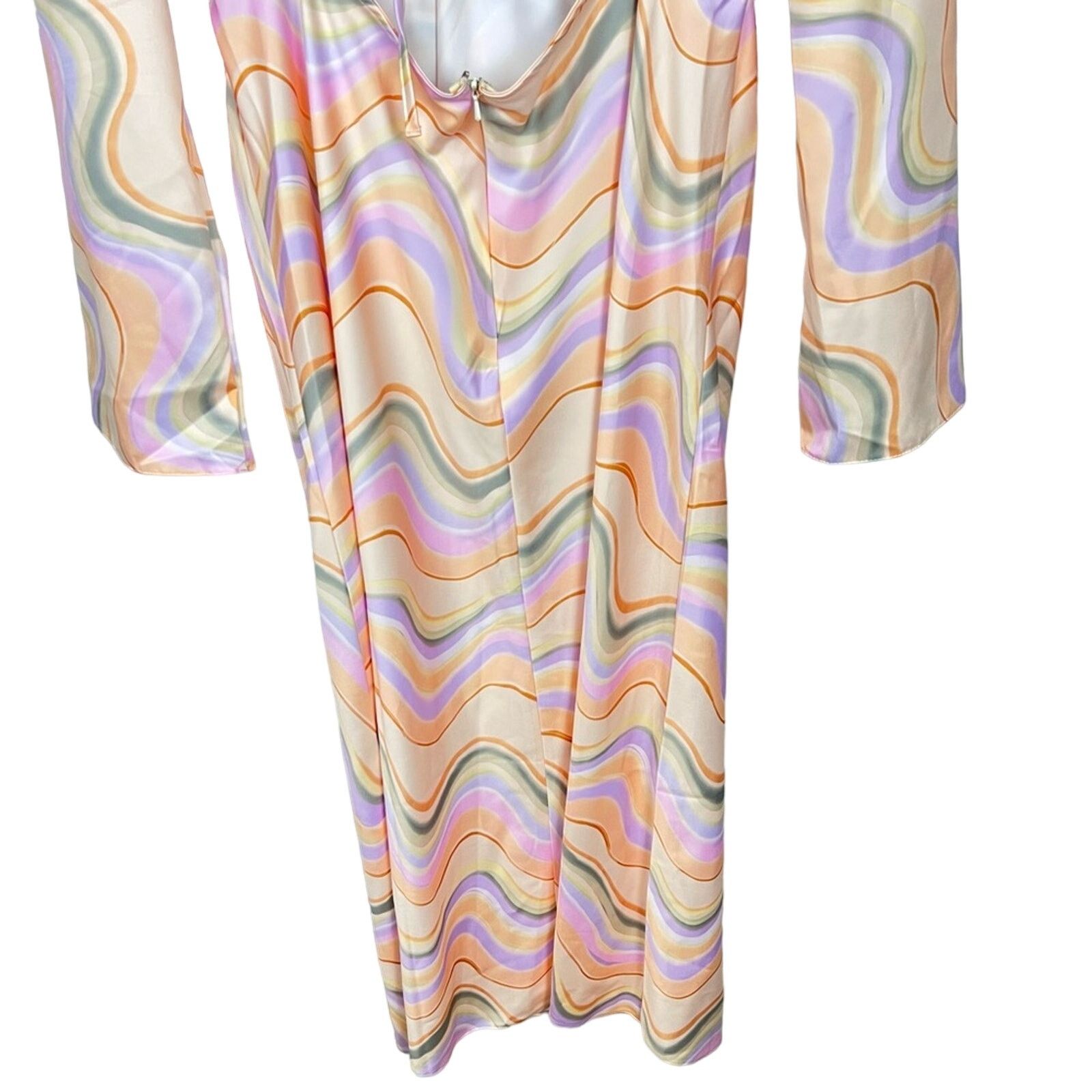 Topshop NWT Topshop Retro Satin Cutout Midi Dress Marble Pastel 14 Size XL / US 12-14 / IT 48-50 - 12 Thumbnail