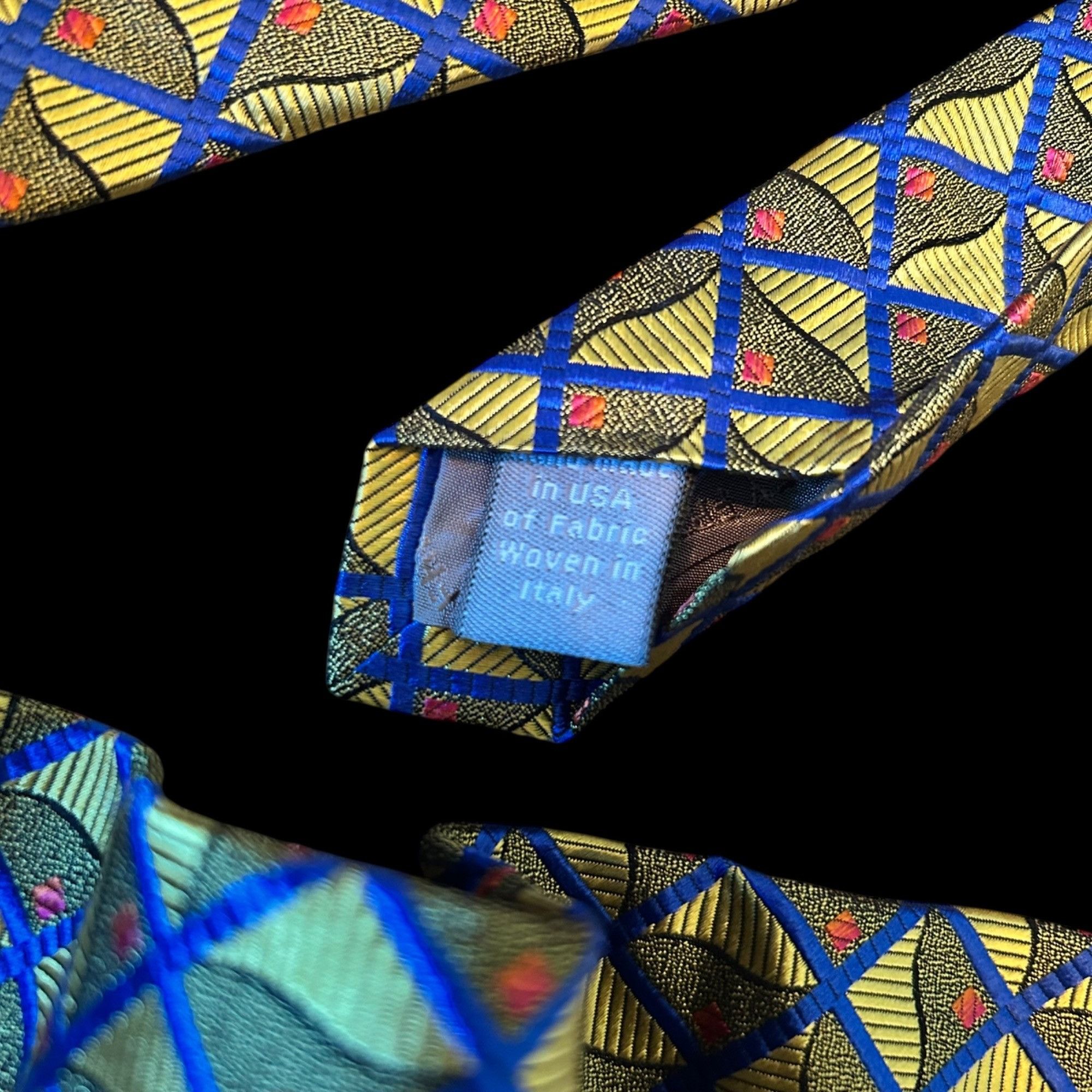 Hickey Freeman Hickey Freeman 100% Silk Woven Geometric Novelty Retro Print Size ONE SIZE - 4 Thumbnail