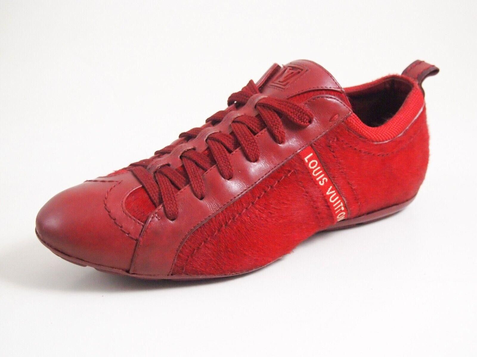Louis Vuitton LV Louis Vuitton Low Top Sneaker Red Calf Hair EU 37 US 7 Size US 7 / IT 37 - 1 Thumbnail