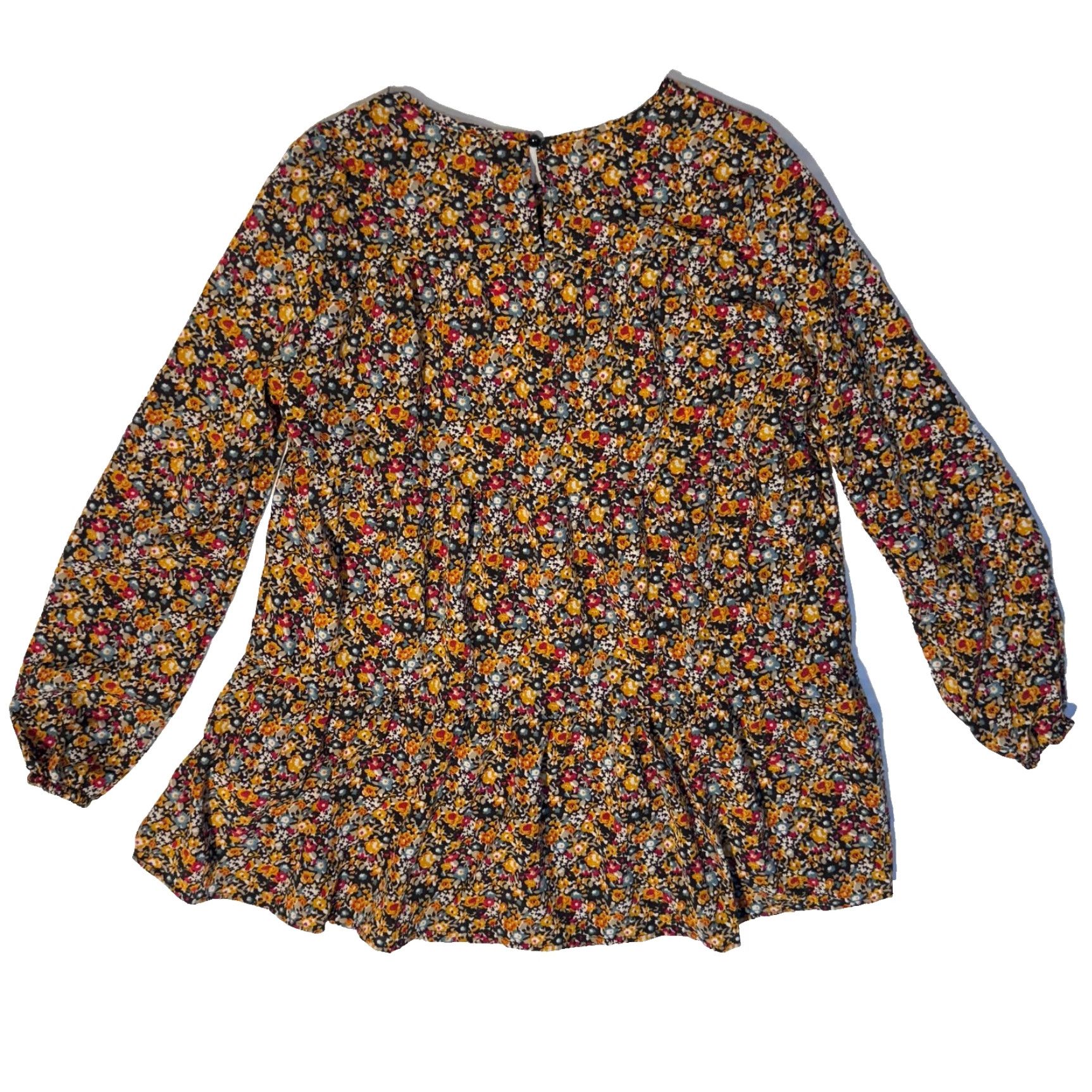 Vintage Emery Rose Shirt Womens Orange Floral Boho Tunic Top S Long Sleeve Pullover Size S / US 4 / IT 40 - 6 Thumbnail