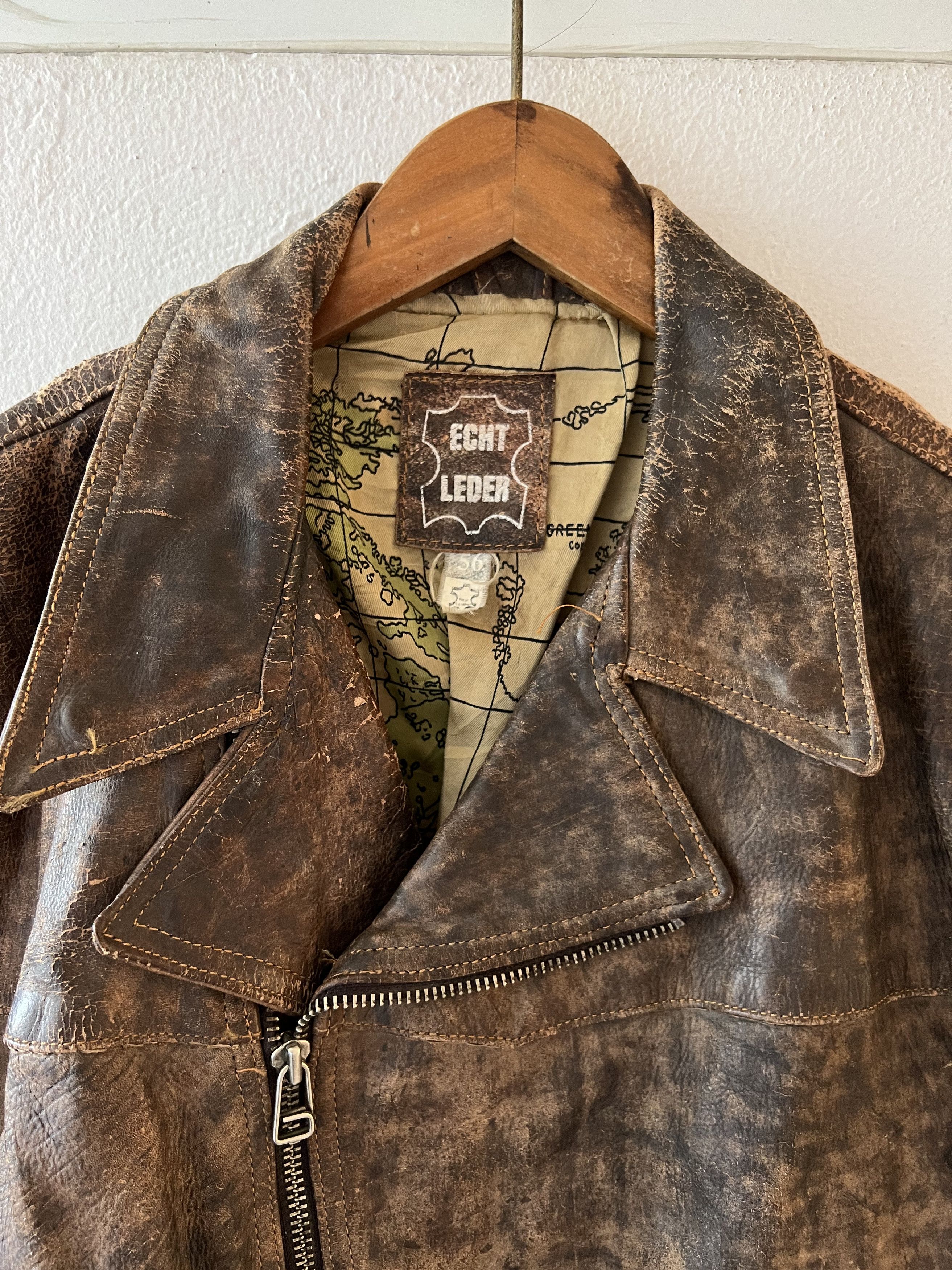 Indian Motorcycle × Vintage THRASHED 80s ECHT LEDER MOTORCYCLE LEATHER JACKET Size US M / EU 48-50 / 2 - 3 Thumbnail
