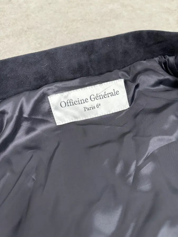 Vintage SS2022 Officine Generale Navy Suede Leather Buttoned Classy Jacket Size US L / EU 52-54 / 3 - 11 Thumbnail