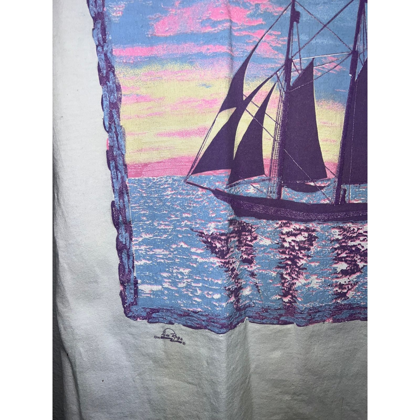 Fruit Of The Loom Vintage Lake Champlain Shirt Sailboat Sunset Tee VA 90s M Size US M / EU 48-50 / 2 - 4 Thumbnail