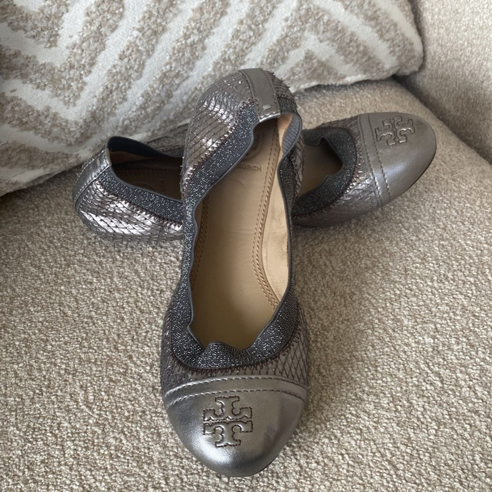 Tory Burch Tory Burch Gabby Ballet Python Pewter Gray Size 7 Size US 7 / IT 37 - 3 Thumbnail