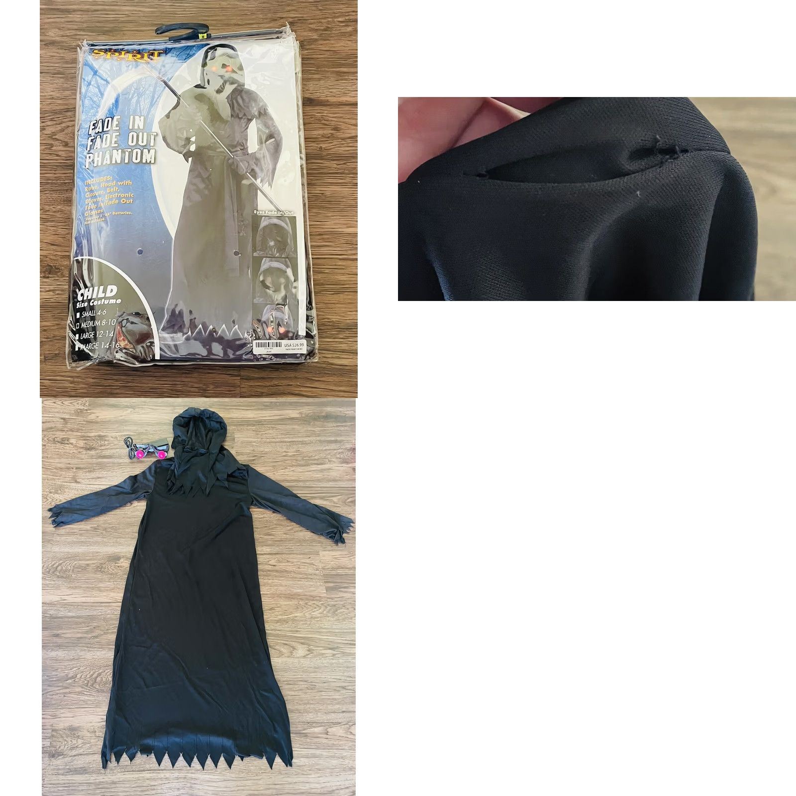 Vintage VINTAGE Phantom Child Fade Out In Glasses Halloween Cosplay Costume Medium Black LED Cosplay Outfit 8-10 Mens Size ONE SIZE - 8 Thumbnail
