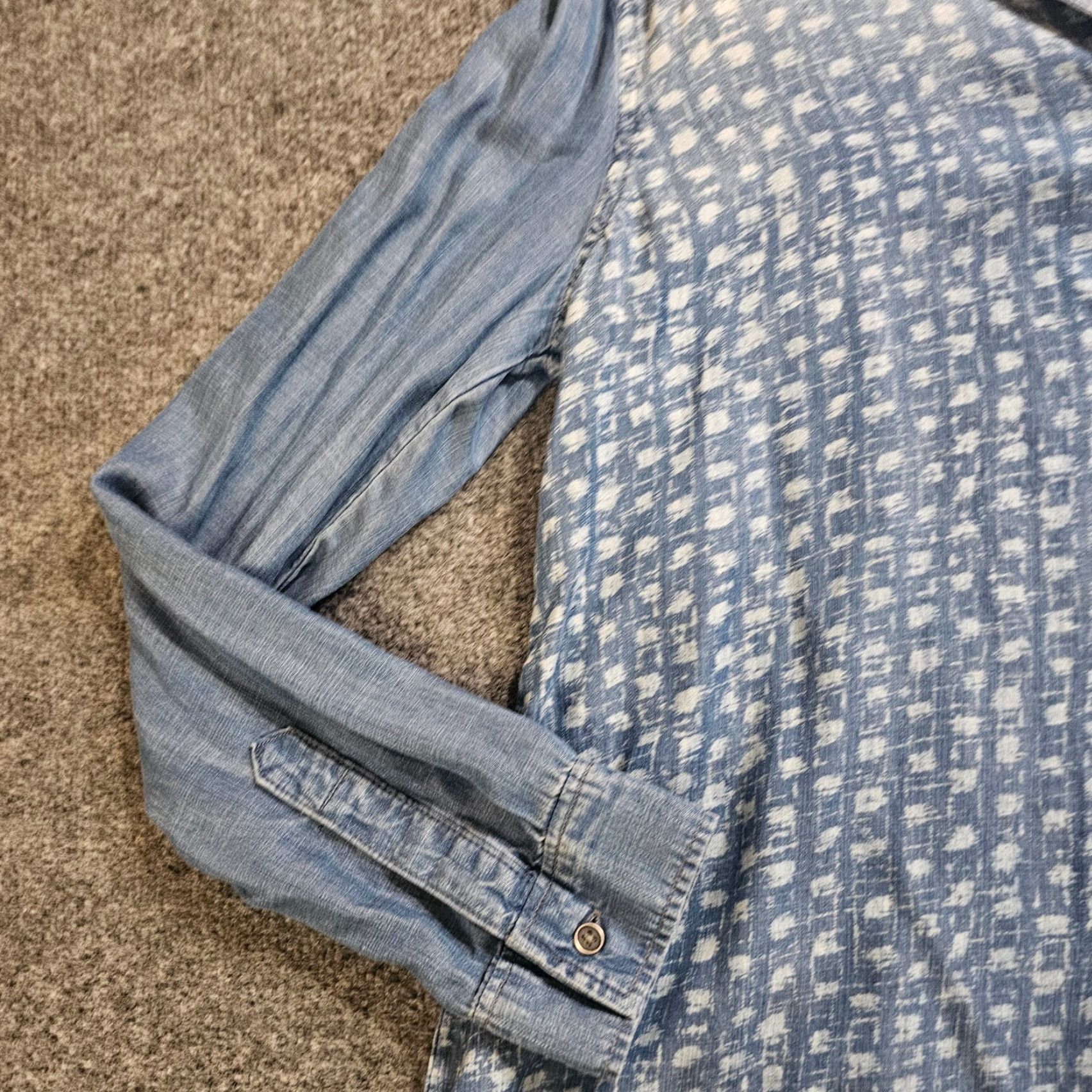 CLOT Cloth & Stone Top Shirt Womens Large Blue Distressed Button Long Sleeve Casual Shirt Size L / US 10 / IT 46 - 4 Thumbnail