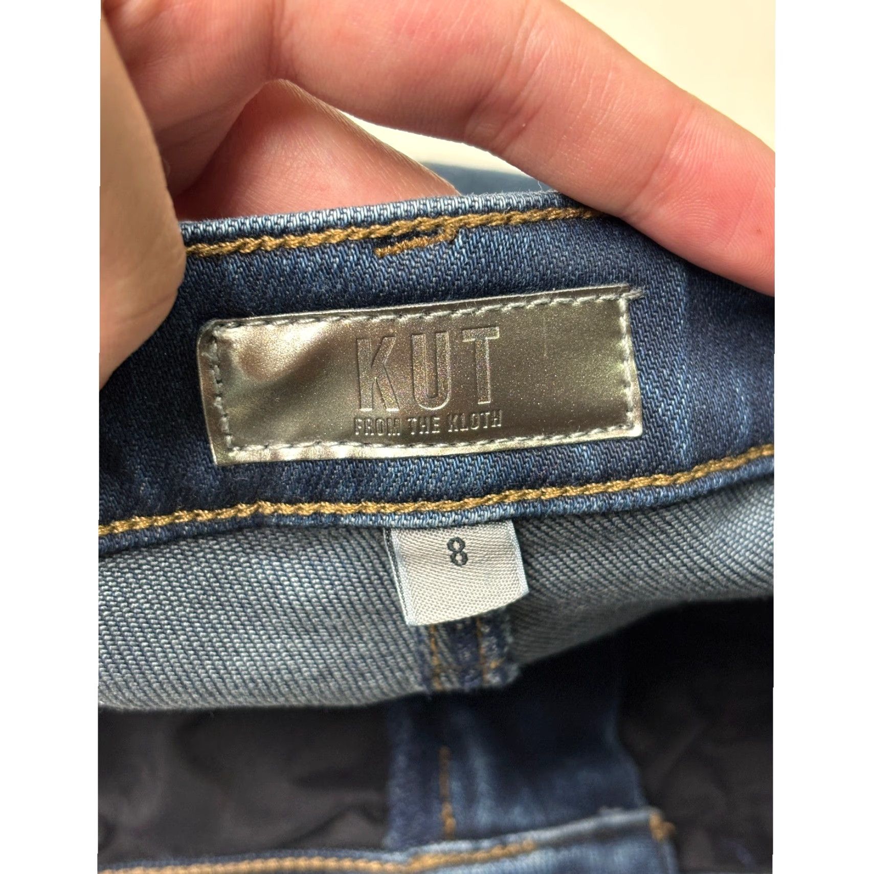 Vintage KUT from the Kloth Charlize High Rise Cigarette Leg Jeans Dark Wash Size 8 W32 L26 Women Denim Stretch Distressed Pockets Zipper Button Slim Ankle Size 30" / US 8 / IT 44 - 5 Thumbnail