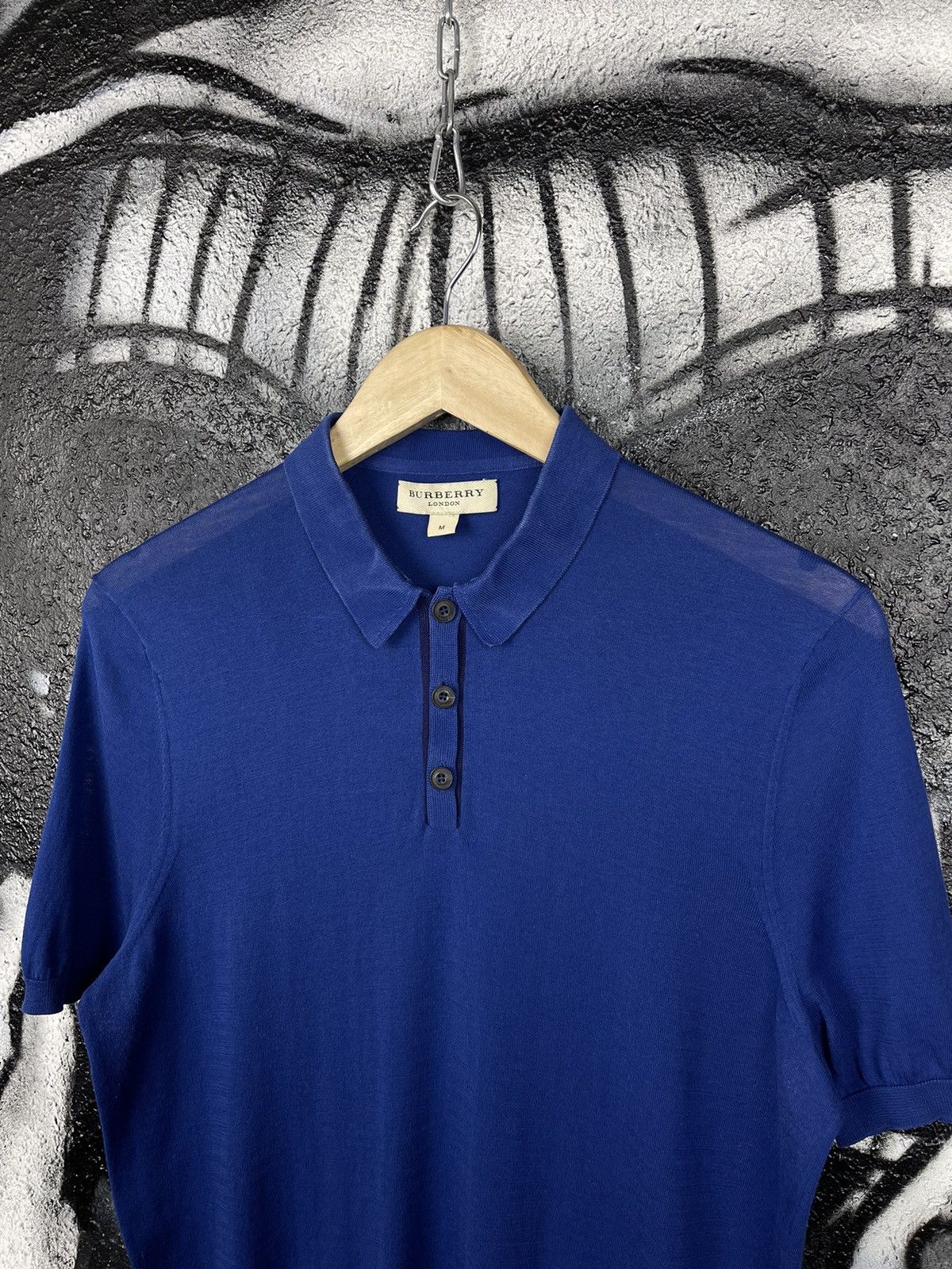 Burberry Burberry London Blue Thin Knit Luxury Polos T-Shirt Men’s Size Medium Size US M / EU 48-50 / 2 - 2 Thumbnail