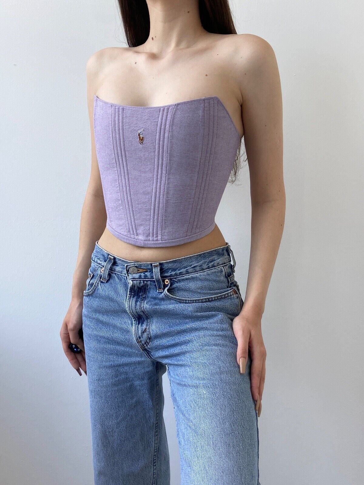 Handmade Handmade Polo Ralph Lauren Purple Women's Crop Top Corset Size S / US 4 / IT 40 - 6 Thumbnail