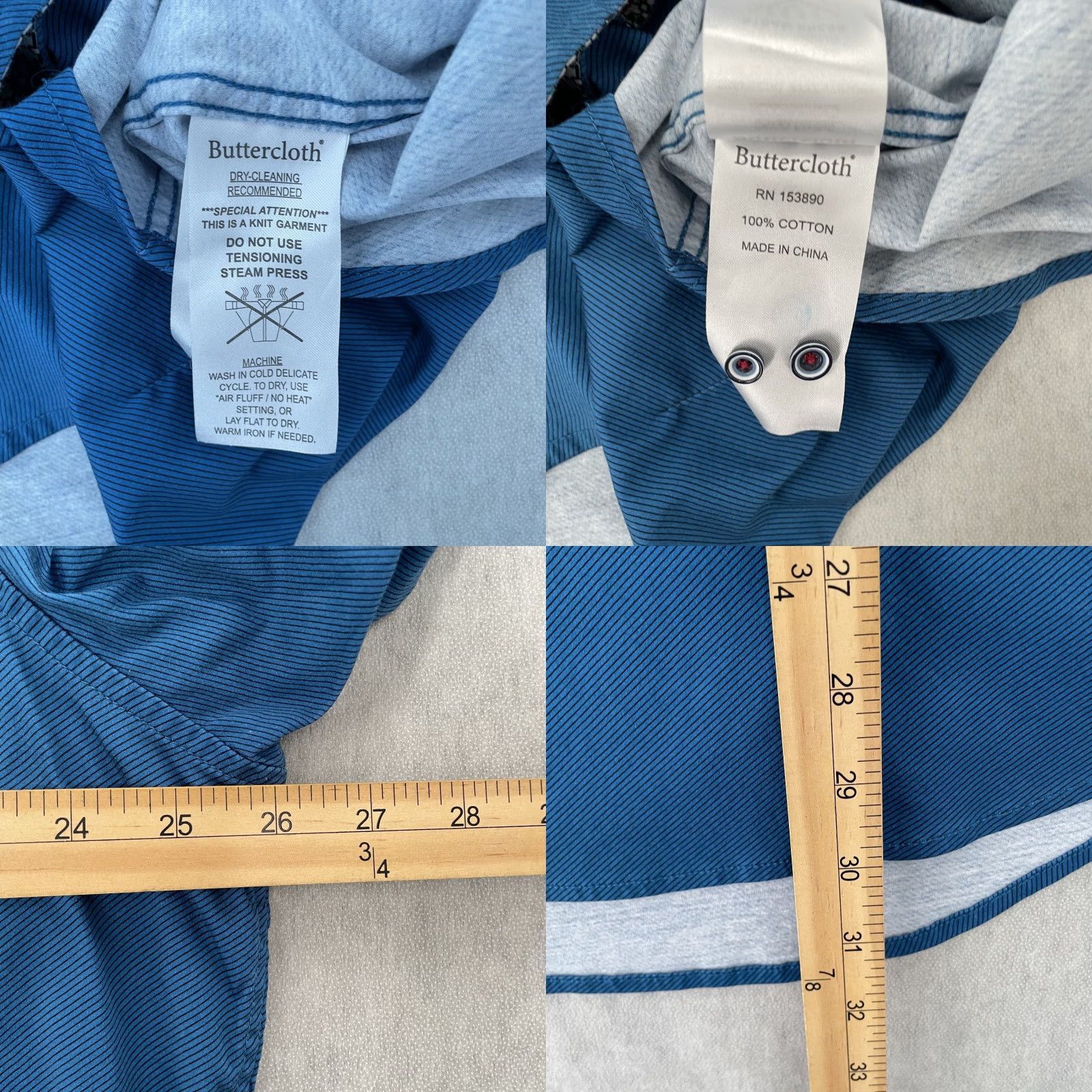 Buttero VINTAGE Butter Cloth Shirt Men Long Sleeve Button-Up Casual 3XL Blue Cotton Size US XXL / EU 58 / 5 - 8 Thumbnail