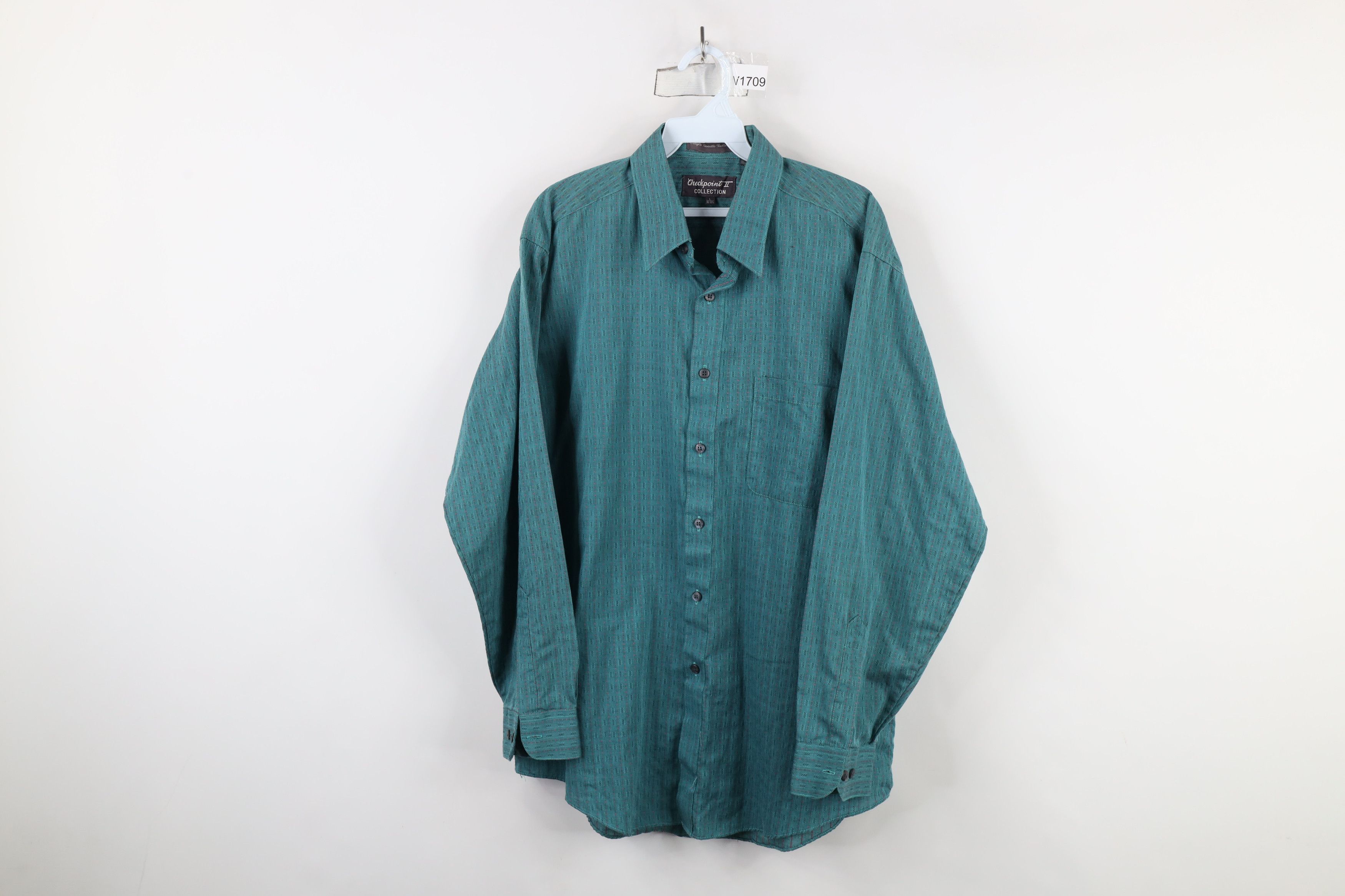 Vintage Vintage 90s Streetwear Needle Striped Collared Button Shirt Size US L / EU 52-54 / 3 - 1 Thumbnail