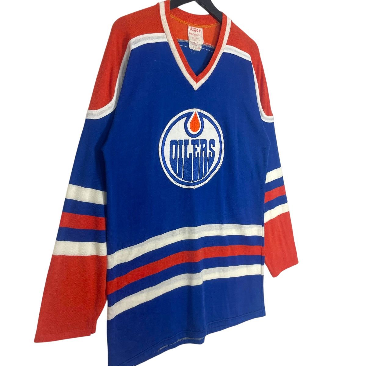Hockey Skateboards Vintage 70s Oilers Hockey Jersey Distressed NFL V Neck Size US M / EU 48-50 / 2 - 2 Thumbnail