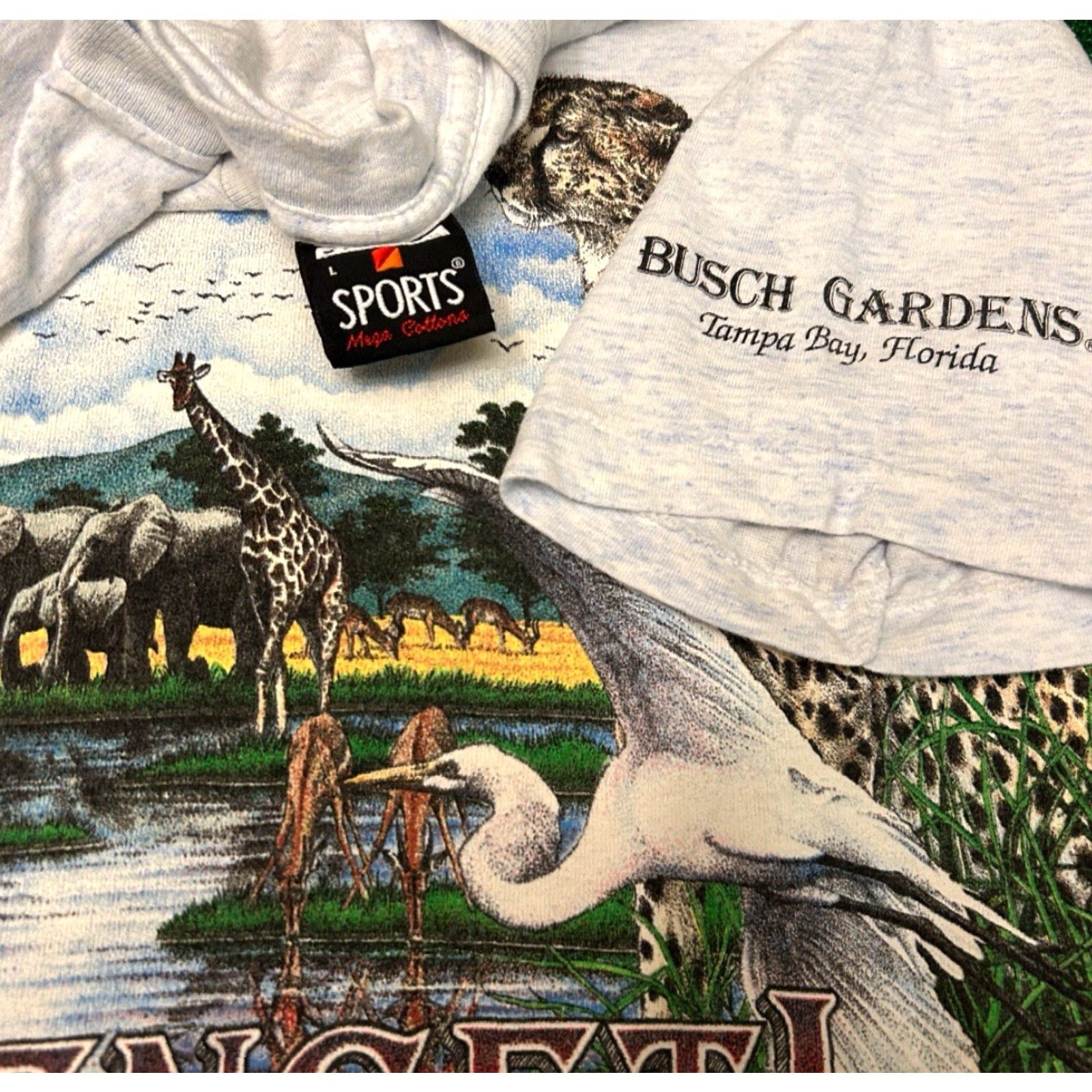 Doublet VINTAGE Busch Gardens Tampa Serengeti Nature Double Sided Shirt Mens L Gray 90s VTGUS Vintage Nature 1990s Animals Shirts Mens L Size US L / EU 52-54 / 3 - 3 Thumbnail