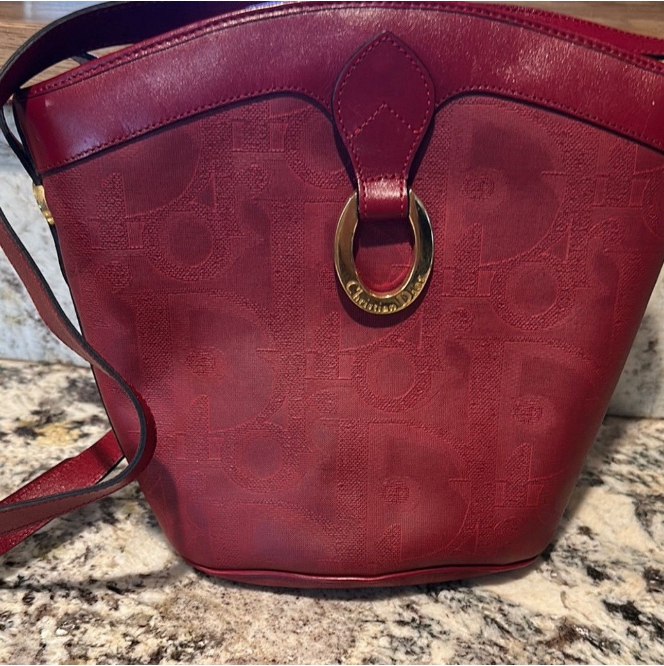 Dior Red Vintage Christian Dior oval ring bucket bag Size ONE SIZE - 1 Thumbnail