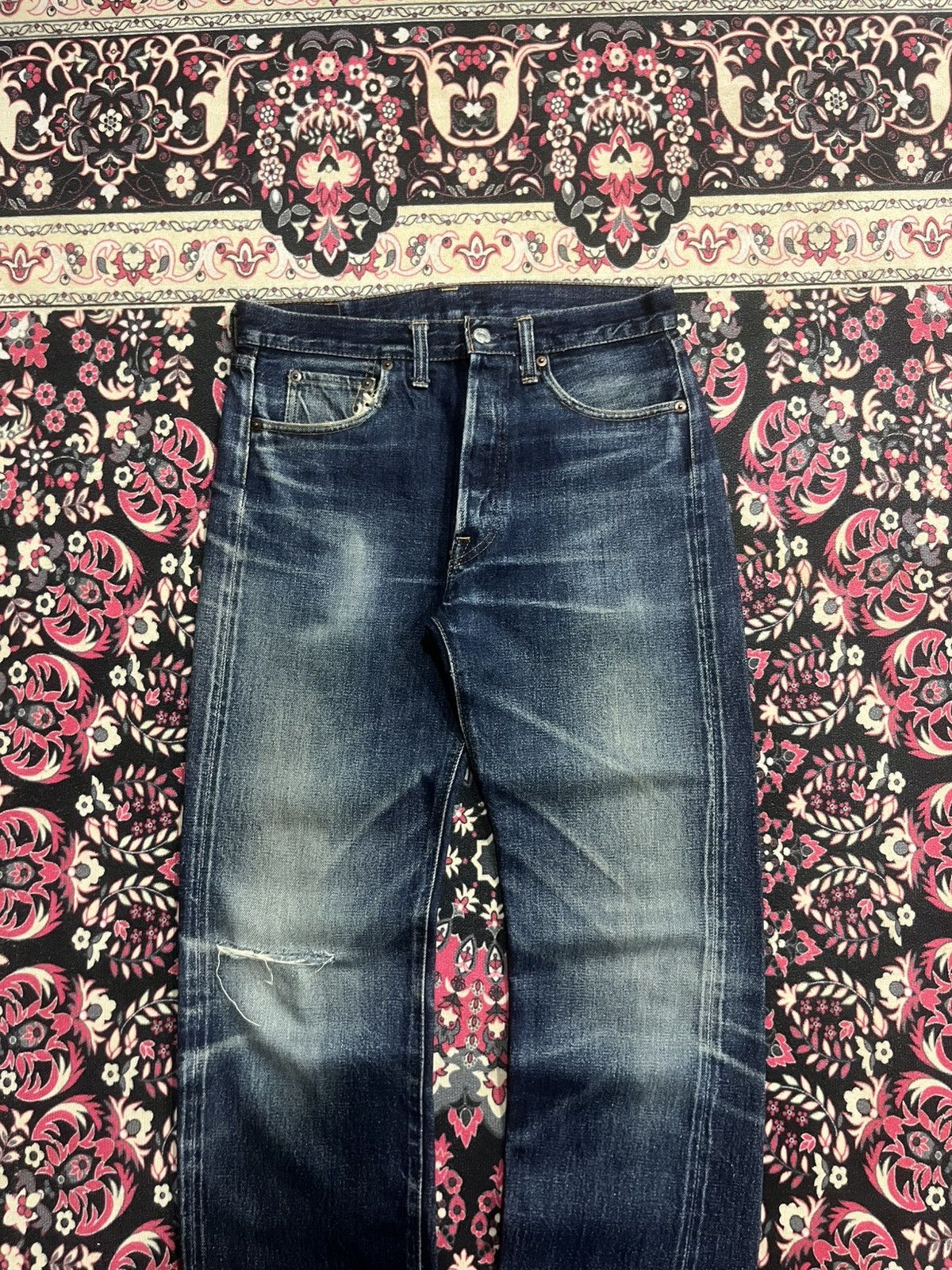 Denime Vintage Denime Blue Faded Washed Distressed Selvedge Jeans Size US 30 / EU 46 - 3 Thumbnail
