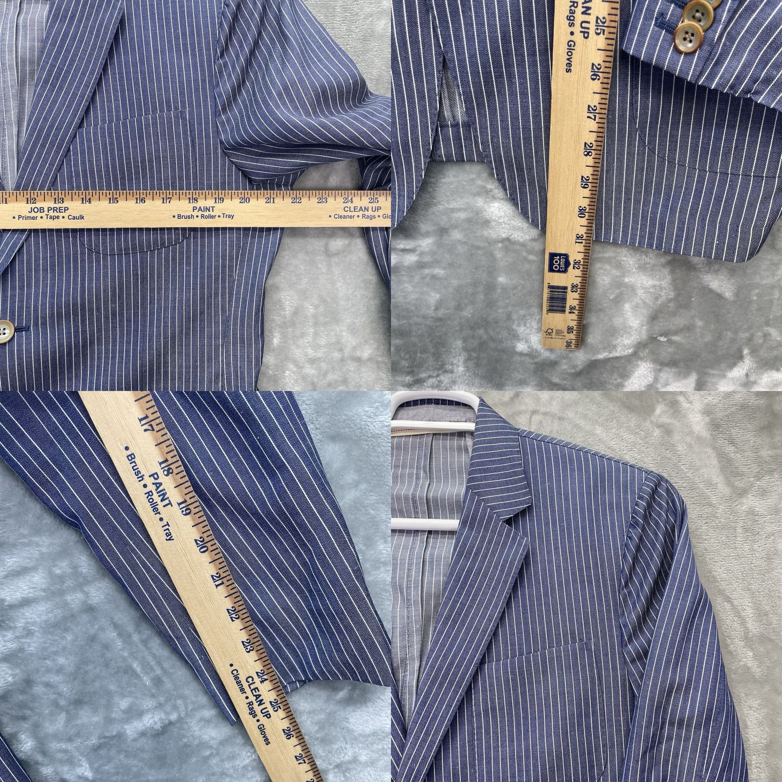 Vintage Scott james Blazer Men Jacket Coat Linen Wool 42L Two-Button Notch Lapel Striped Regular Fit Blue Chest 44 Double-Vented Dry Clean Only Vintage No Size 42R - 8 Thumbnail