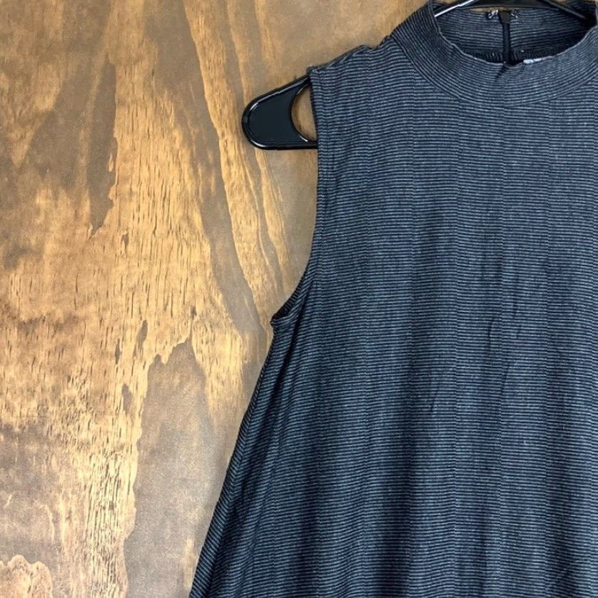 Vintage Artisan NY Womens Dress Gray White Striped High Neck Sleeveless Stretch Small - Shirt Dress - Casual Size S / US 4 / IT 40 - 4 Thumbnail