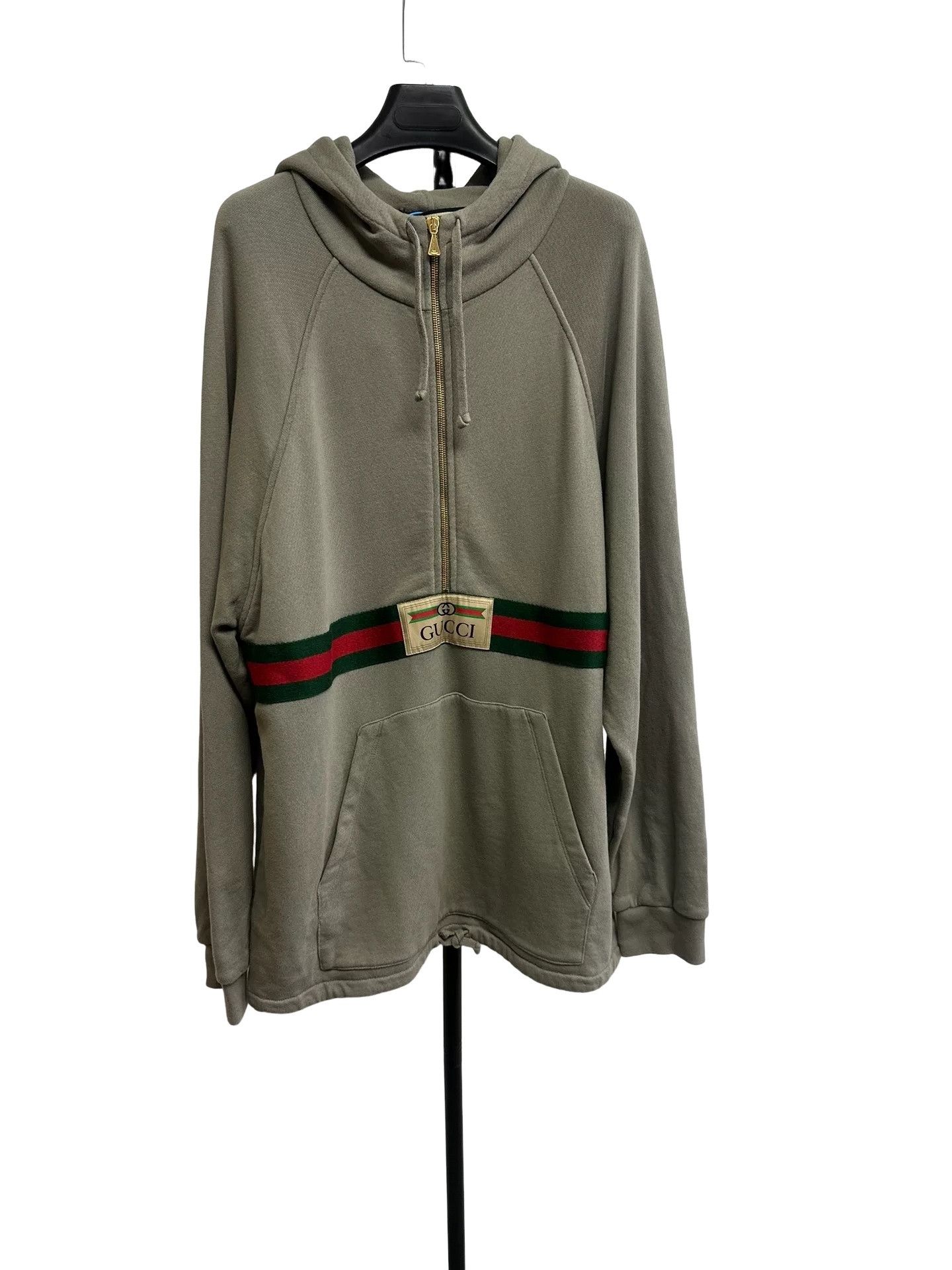 Gucci Gucci Web Stripe Half-Zip Hoodie Size M Size US M / EU 48-50 / 2 - 1 Thumbnail