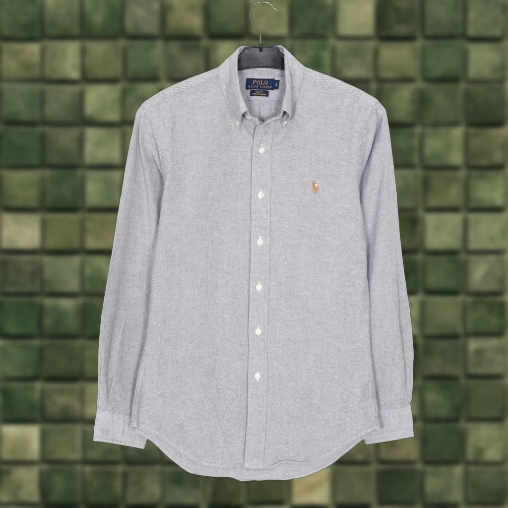 Polo Ralph Lauren Polo Ralph Lauren Slim Fit Stretch Oxford Shirt Men S Long Sleeve Grey VR2555 Size US S / EU 44-46 / 1 - 1 Thumbnail