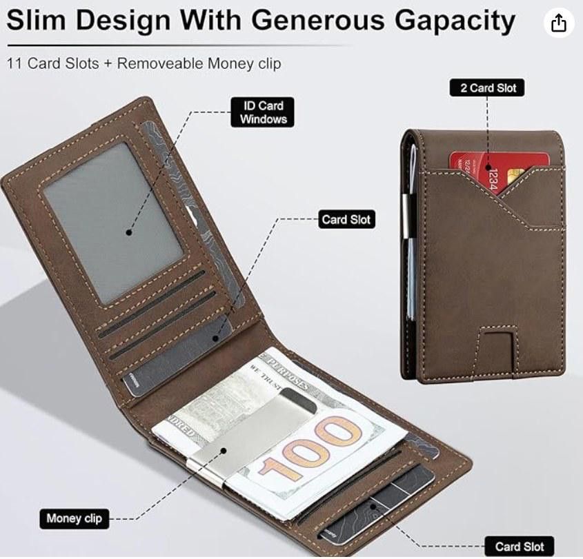 Designer Card Wallet Slim Bifold Leather Wallet - Rfid Minimalist Size ONE SIZE - 4 Thumbnail