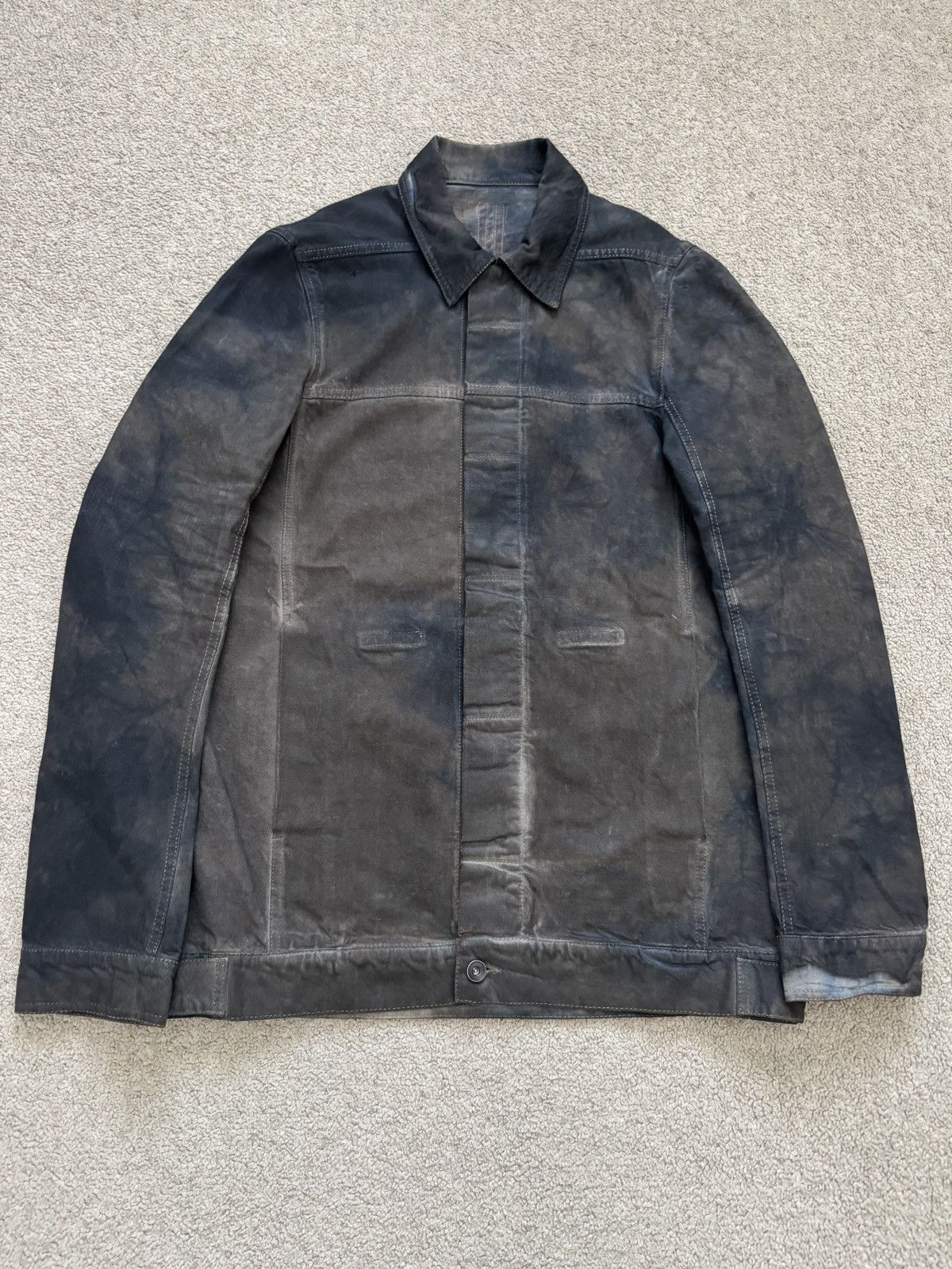 Rick Owens Drkshdw SS15 Rick Owens DRKSHDW Batik Dark Dust Denim Work Jacket Size US S / EU 44-46 / 1 - 1 Thumbnail
