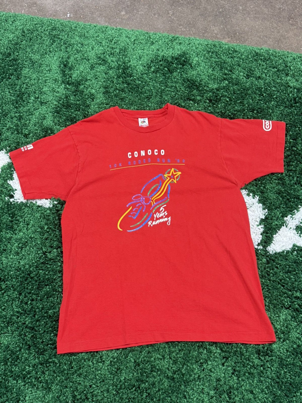 Fruit Of The Loom × Vintage Vintage Rodeo Run Cowboy 5k Houston Texas Oil Tee XL Size US XL / EU 56 / 4 - 1 Thumbnail