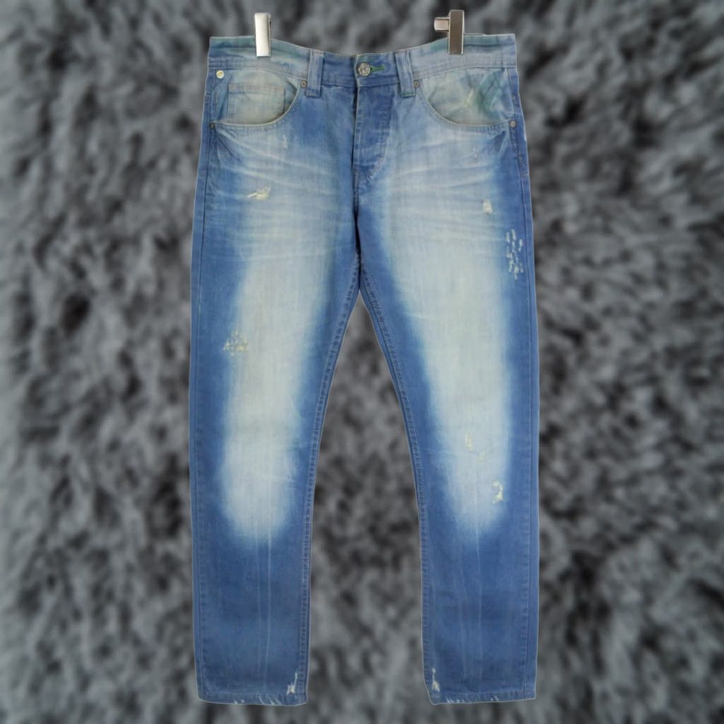 Vintage ONE GREEN ELEPHANT Chico Jeans Men's W34/L34 Ripped Distressed Button Blue Size US 34 / EU 50 - 1 Thumbnail