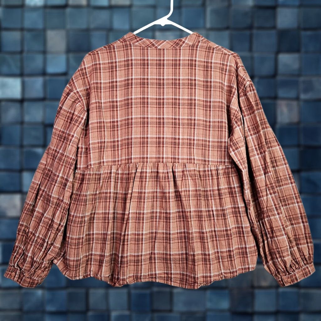 Pinko Dress Forum Blouse Women Multicolor Plaid Puff Sleeve V-Neck Long Sleeve L Casual Size L / US 10 / IT 46 - 1 Thumbnail