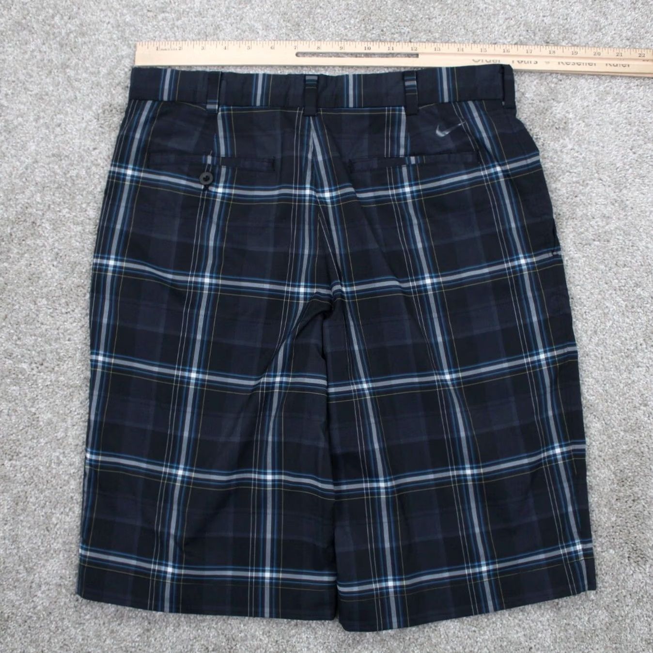 Nike Nike Golf Shorts Mens 32 Blue Plaid Dri-Fit Polyester Stretch Flat Front Casual Chino Pockets Slant 12in Inseam Men Mens 32 Size US 32 / EU 48 - 5 Thumbnail