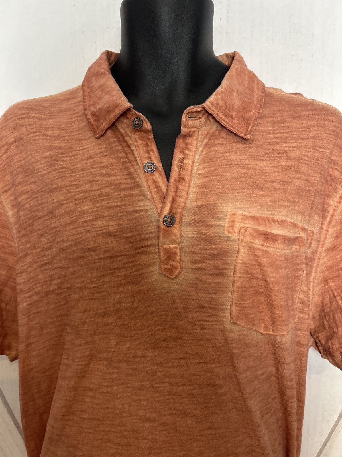 Rock & Republic Rock & Republic Men’s Polo Henley Shirt XL Rust Orange 0013 Size US XL / EU 56 / 4 - 2 Thumbnail