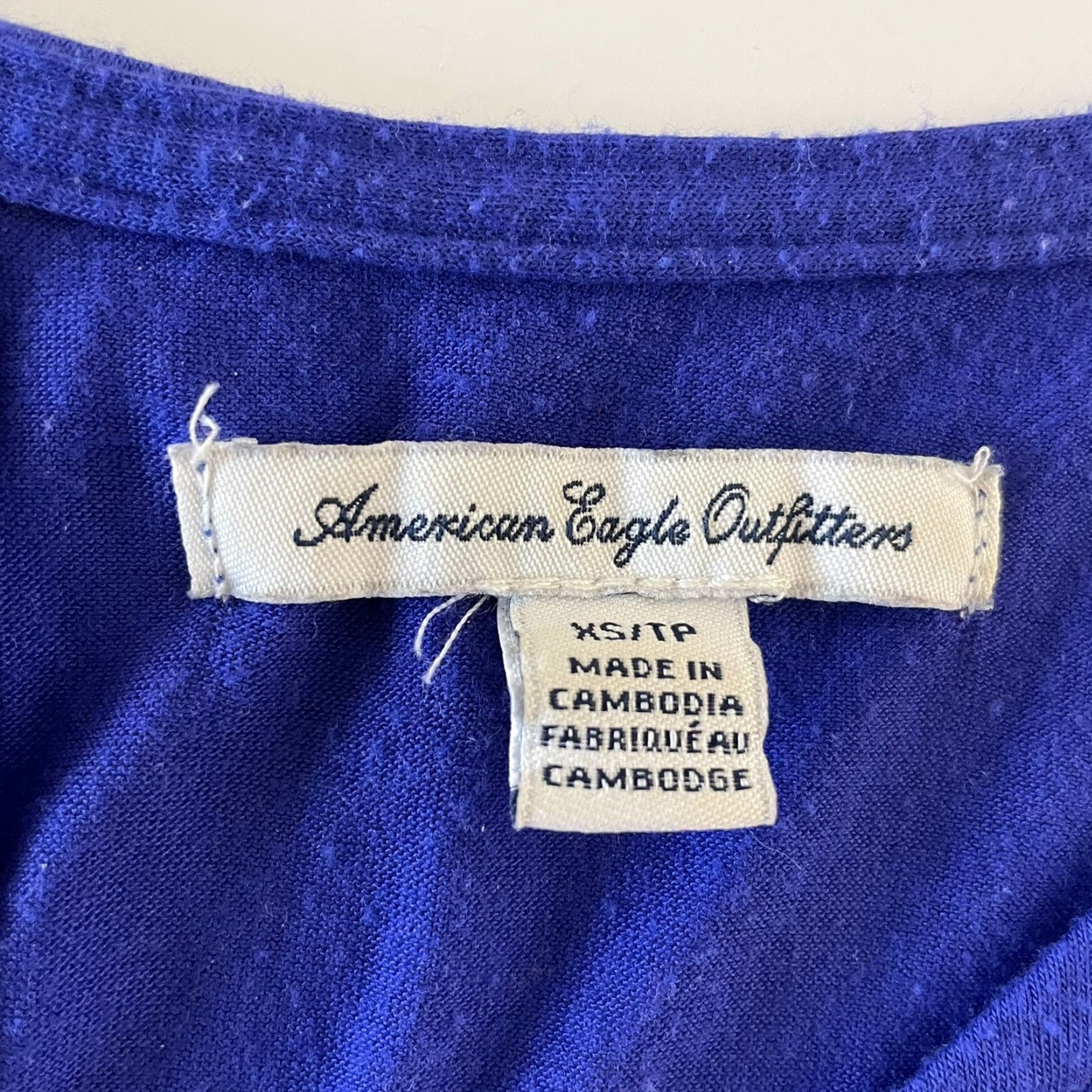 American Eagle Outfitters American Eagle Outfitters Shirt XS Womens Short Sleeve Purple Blue Super Soft Blouse Size XS / US 0-2 / IT 36-38 - 3 Thumbnail