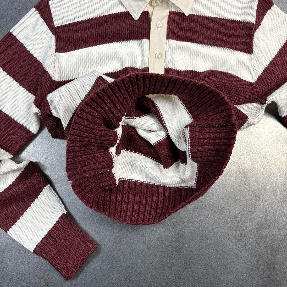 Bristol Studios × Vintage VIntage Bristol Knit Polo Sweater 1960s 1970s Rugby Stripe Size US S / EU 44-46 / 1 - 5 Thumbnail