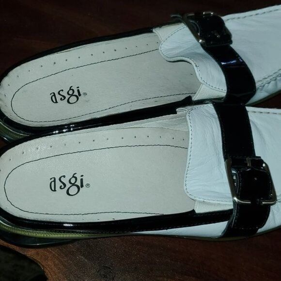 Vintage ASGI White & Black Leather Sz. 7 Mule Loafer Size US 7 / IT 37 - 5 Thumbnail