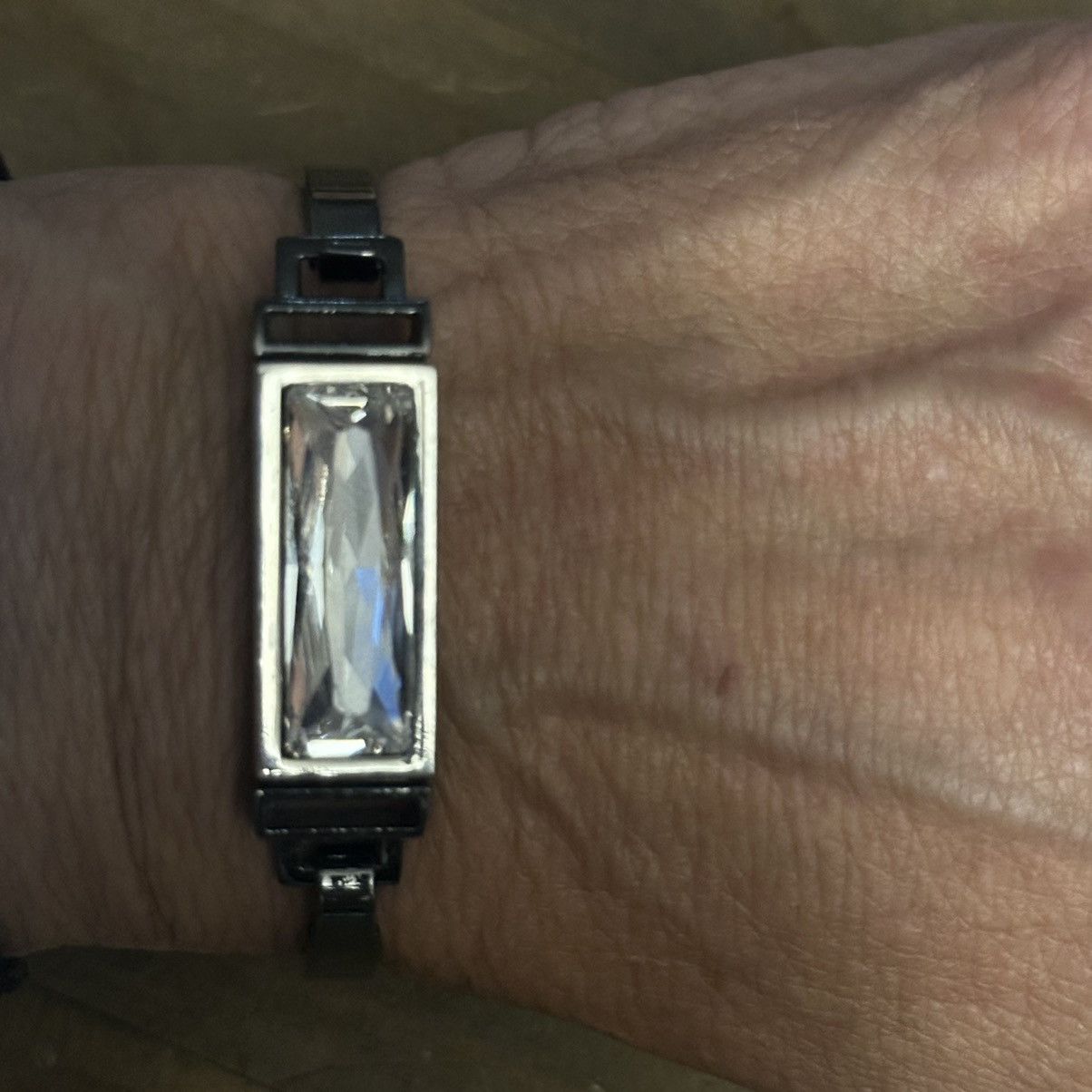 Other Gunmetal rectangular crystal hinged bangle bracelet Size ONE SIZE - 7 Thumbnail