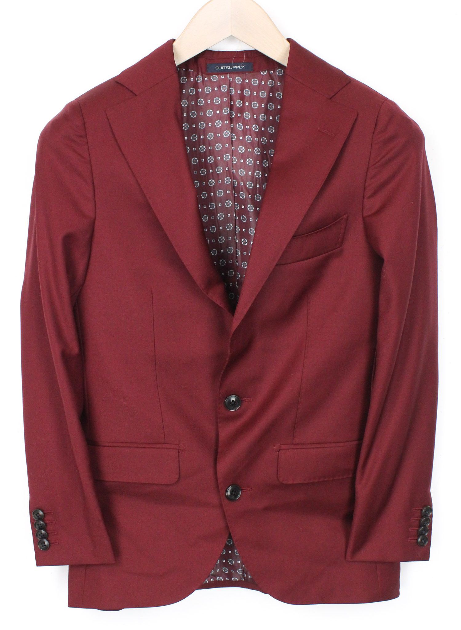 image of Suitsupply La Spalla Uk30R Red Wool Formal Blazer 71906, Men's (Size 34S)
