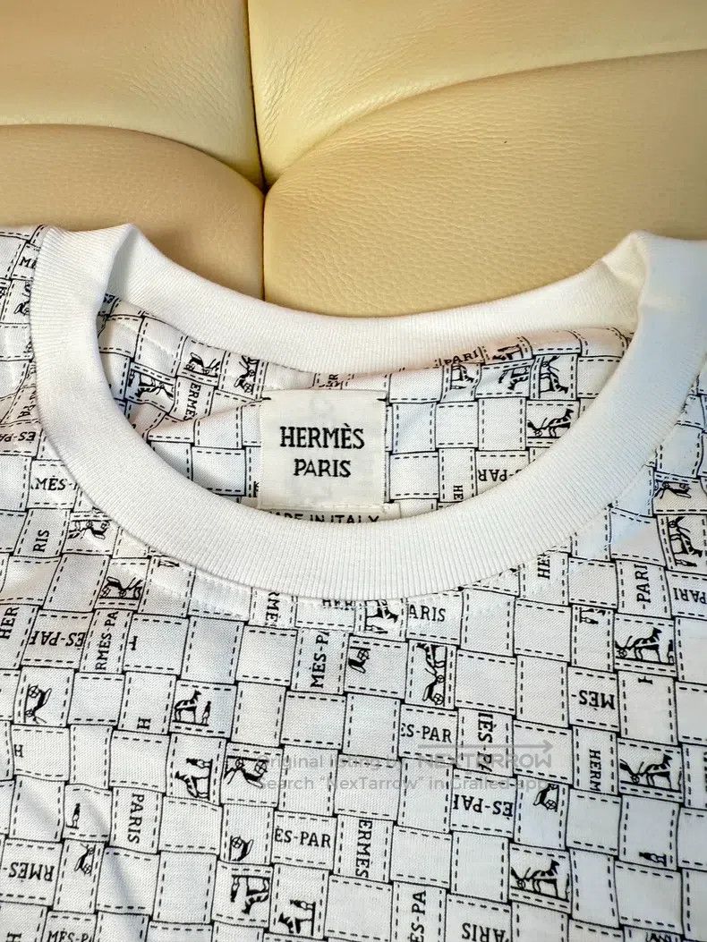 Hermes Hermes Pure Cotton White Carriage Pattern Small Checkered Size XS / US 0-2 / IT 36-38 - 3 Thumbnail