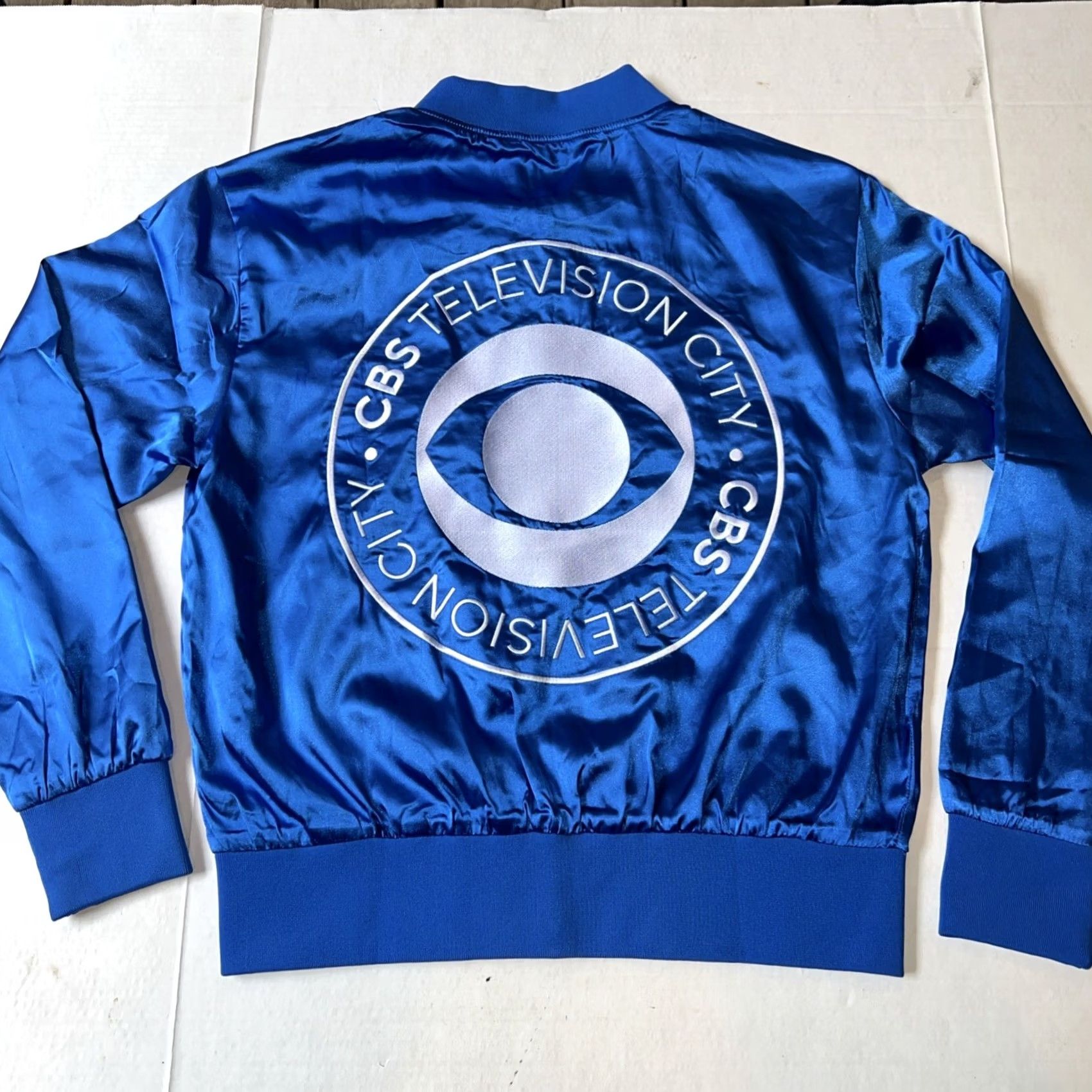 Logo 7 VINTAGE CBS Jacket Bomber Shirt Medium New Rare 70’s Zip-Up Satin Blue Logo CBS Television Eye Size US M / EU 48-50 / 2 - 7 Thumbnail