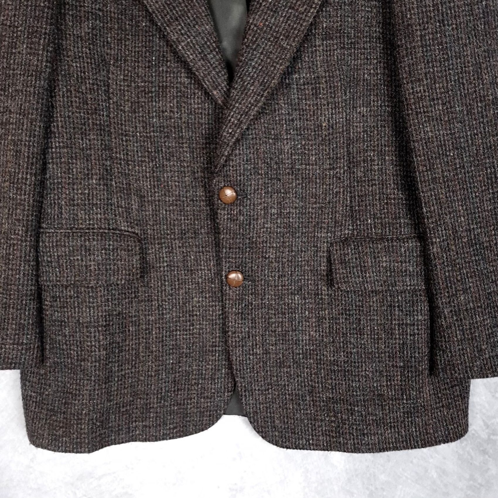 Harris Tweed VINTAGE Harris Tweed Blazer Mens 44 Gray Houndstooth Wool Sport Coat 80s Size 44R - 7 Thumbnail