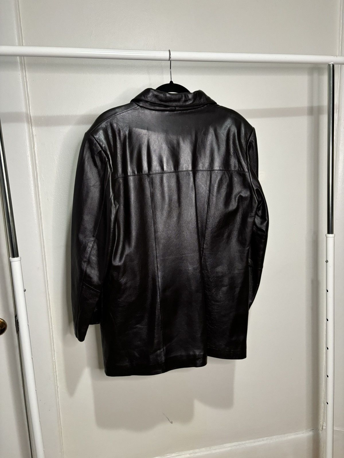 Genuine Leather × Vintage Vintage 1990s Dark Brown Leather Trench Coat Jacket Size L / US 10 / IT 46 - 11 Thumbnail